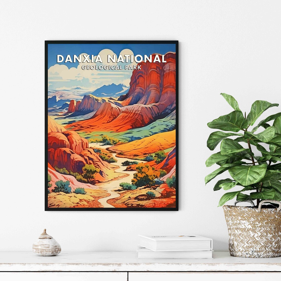 Danxia National Geological Park Red Cliffs Vintage Travel Poster - Image 3