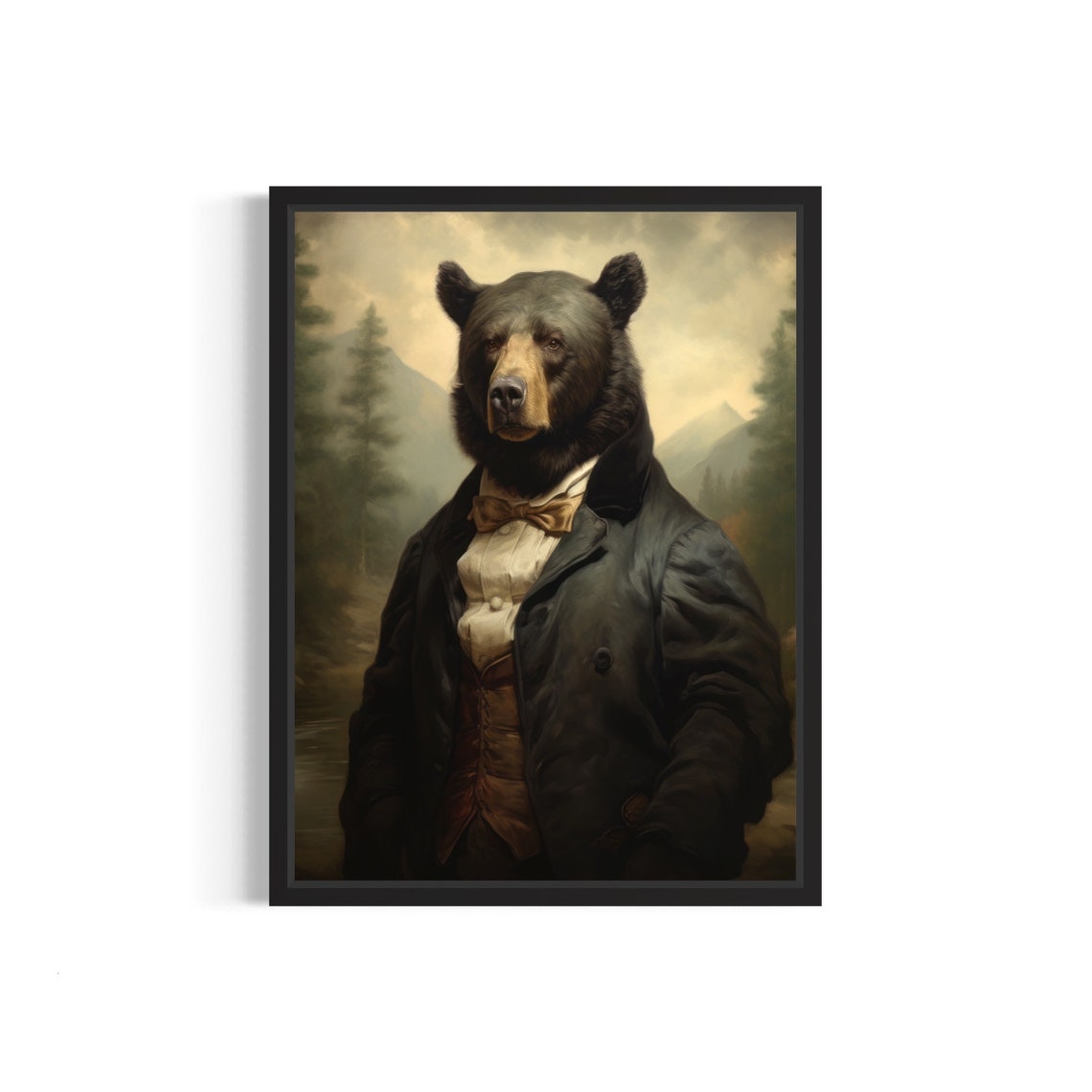 Gentleman Black Bear Vintage Portrait In Elegant Suit Poster