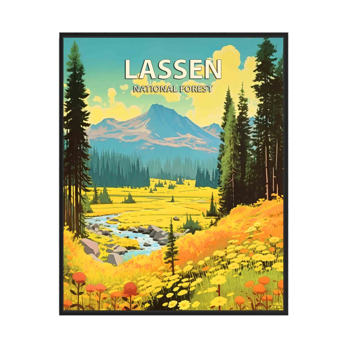Lassen National Forest Wildflower Meadow Mountain Retreat Poster