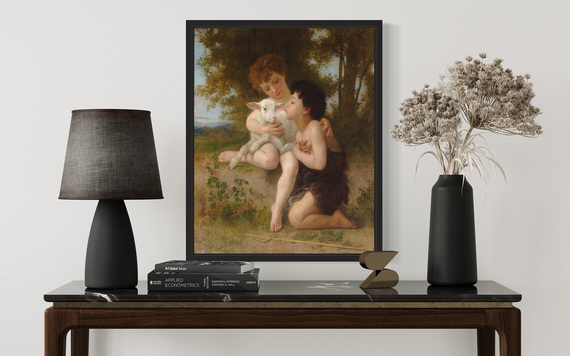 Children with the Lamb Bouguereau Pastoral Painting Classic Art Poster - Image 3