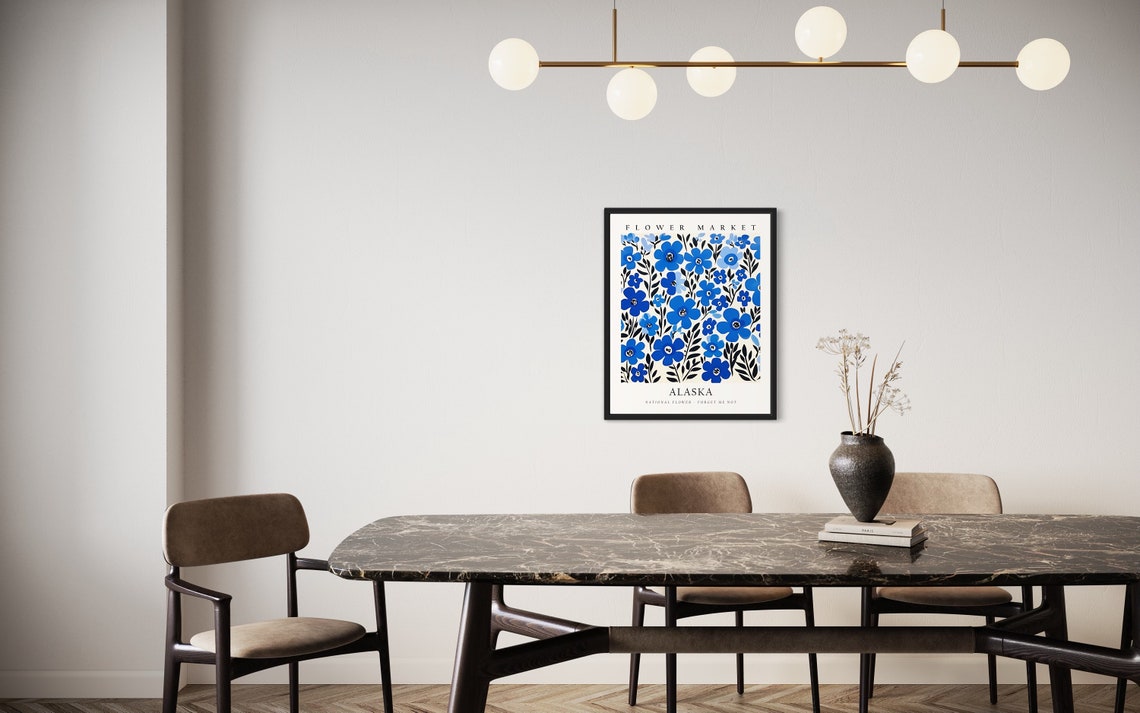Alaska Flower Market Blue Forget Me Not Botanical Art Poster - Image 3