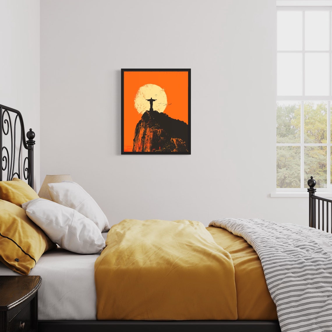 Christ the Redeemer Rio de Janeiro Iconic Sunset Silhouette Poster - Image 3