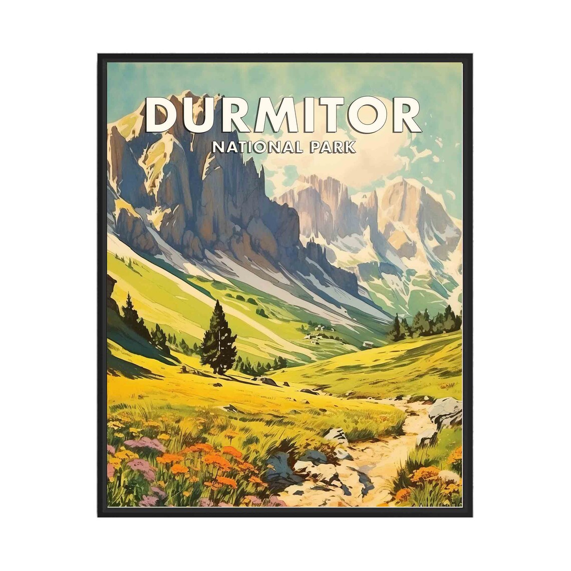 Durmitor National Park Montenegro Alpine Meadow Travel Poster
