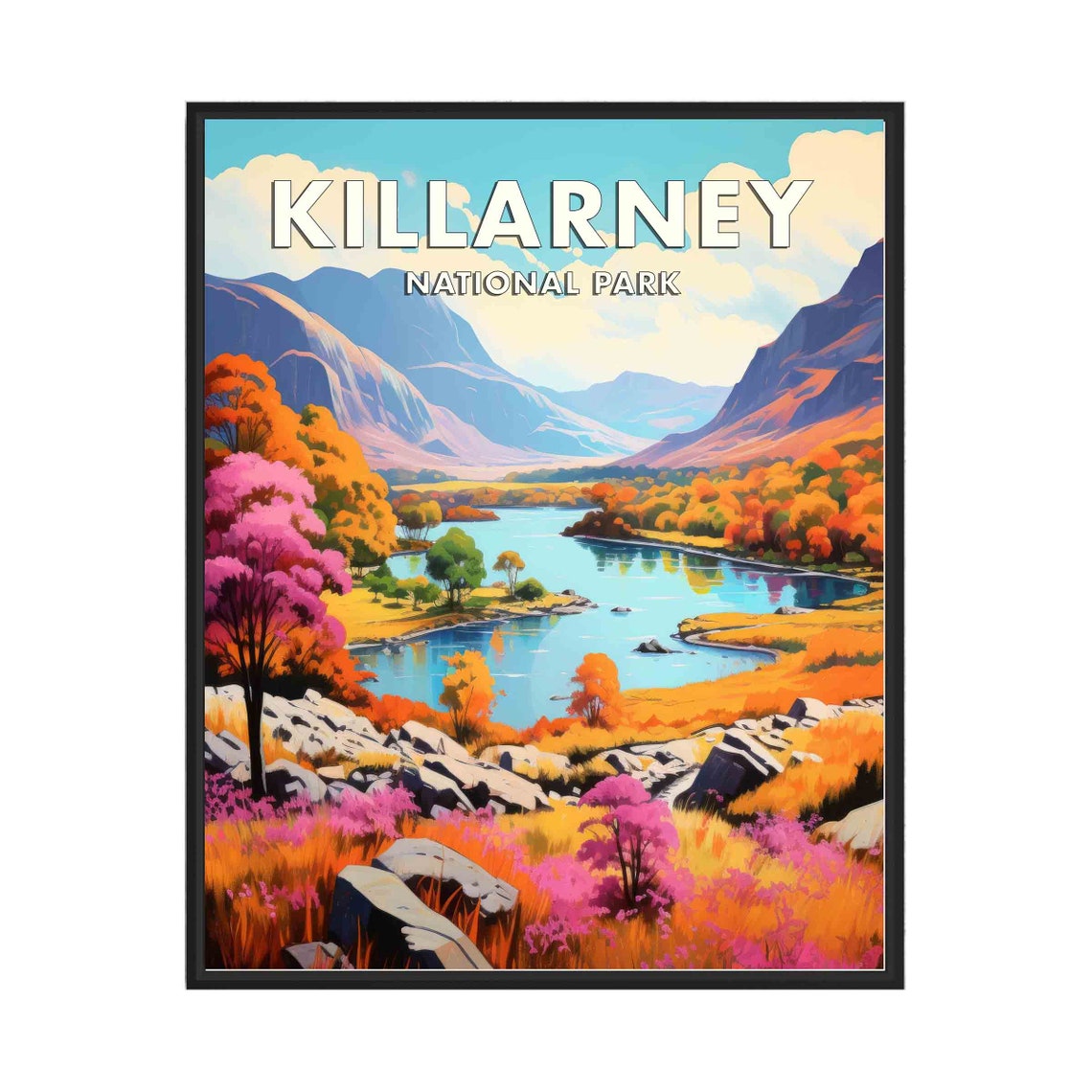 Killarney National Park Autumn Valley Lake Retro Travel Poster