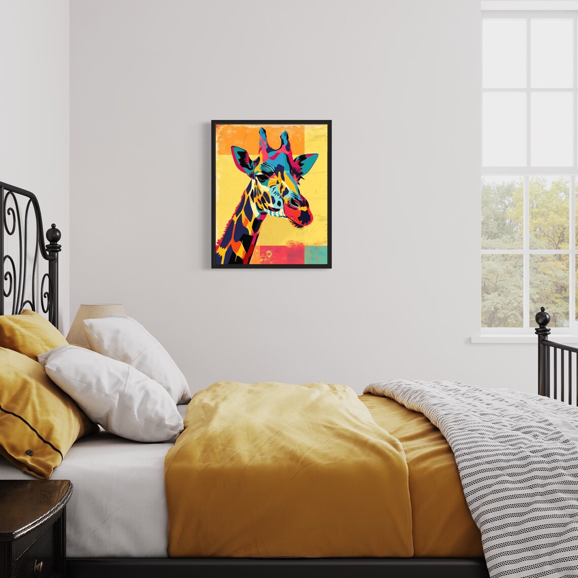 Colorful Pop Art Giraffe Head Modern Wildlife Portrait Poster - Image 3