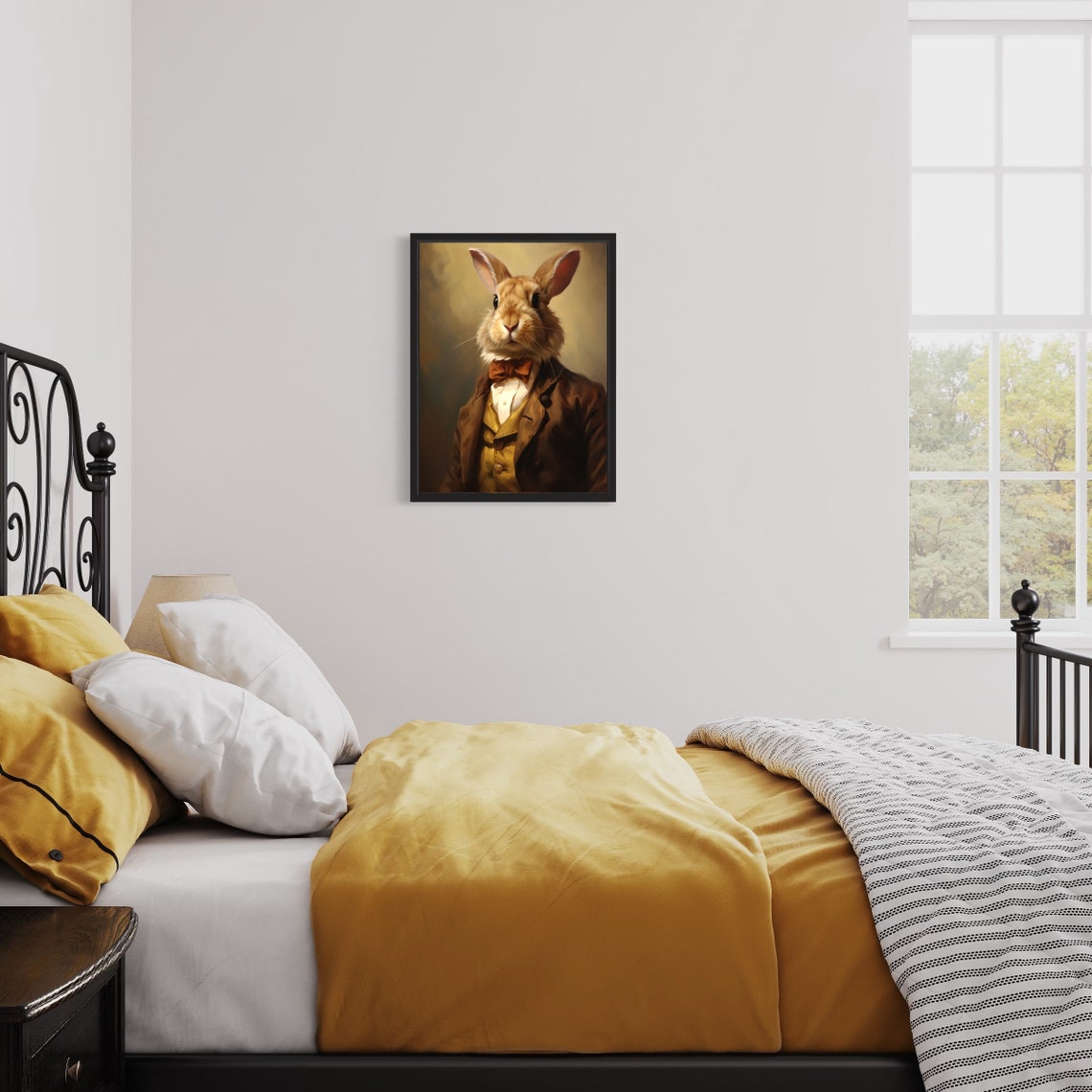 Rabbit Gentleman Bow Tie and Waistcoat Regal Portrait Wall Art - Image 3