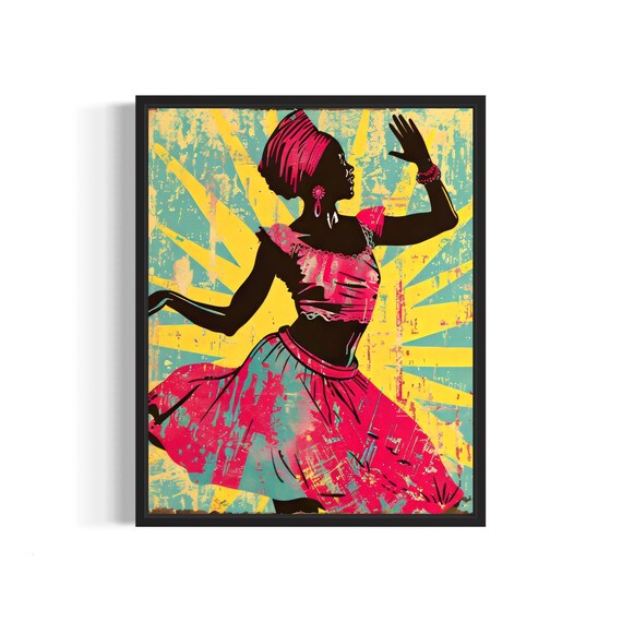 Africa Dance Poster Art Print Vintage Retro Landmarks Painting Wall Art Decor