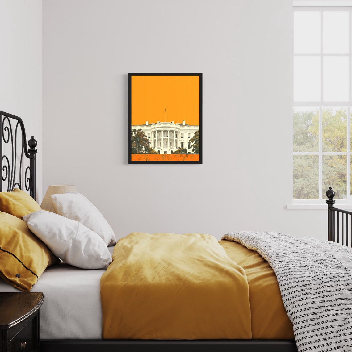 White House Washington DC Retro Pop Art Landmark Architecture Poster - Image 2