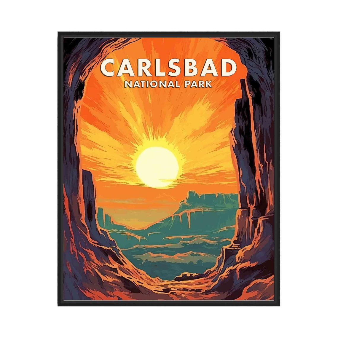 Carlsbad Caverns Sunset Cave Mouth Poster National Park New Mexico Art
