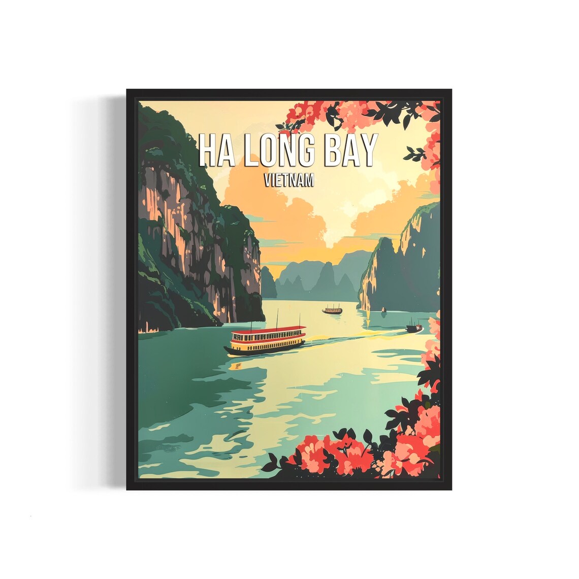 Ha Long Bay Vietnam Limestone Karst Islands Cruise Boat Poster