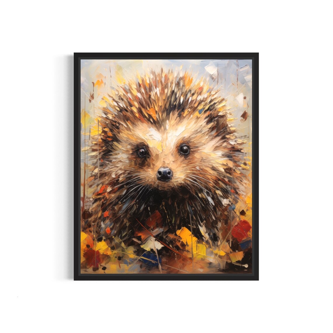 Cute Hedgehog Wide Eyed Close Up Abstract Animal Painting Poster
