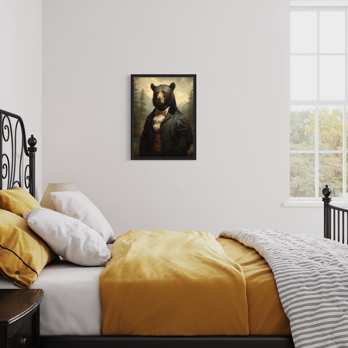 Gentleman Black Bear Vintage Portrait In Elegant Suit Poster - Image 3