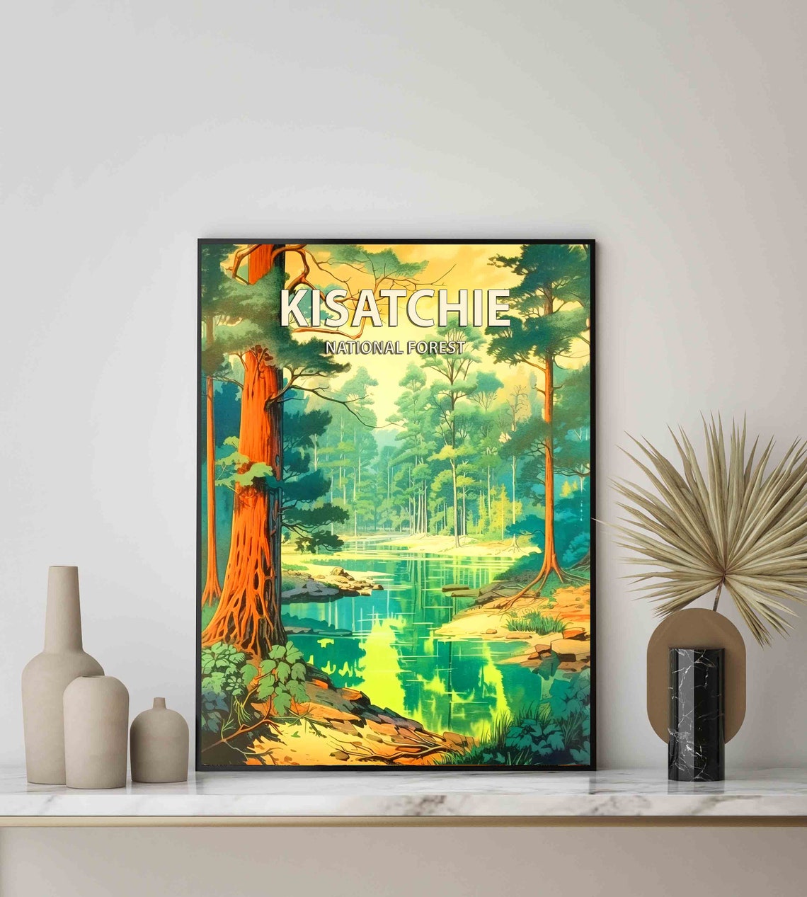 Kisatchie National Forest Pine River Retro Travel Poster Art - Image 3