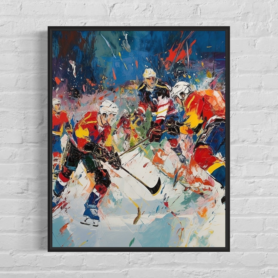 Ice Hockey Abstract Painting Art Print Colorful Abstract Wall Art Poster