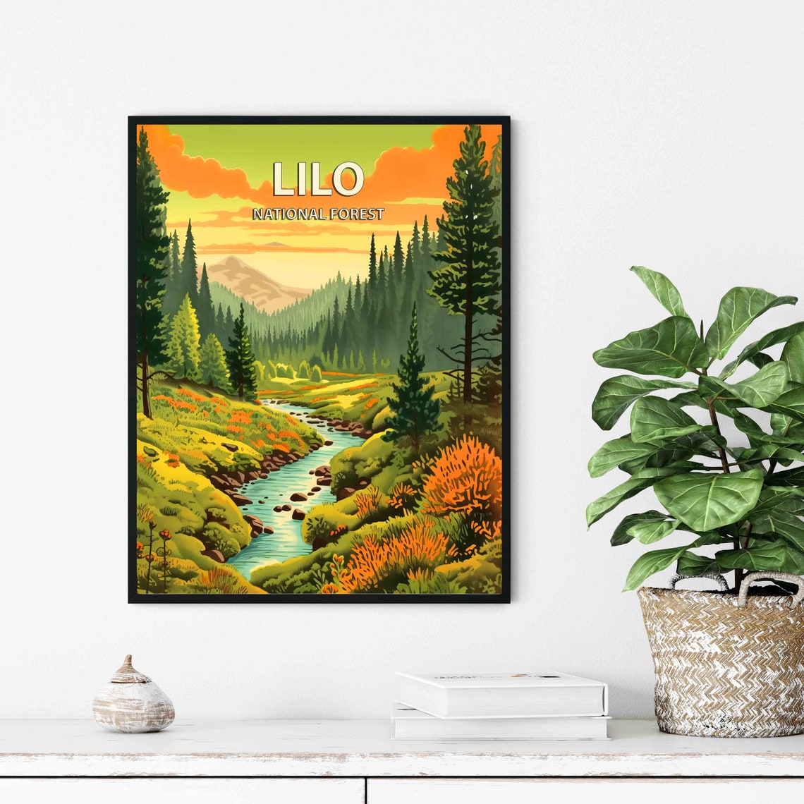 Lilo National Forest Pine Valley With Stream at Sunrise Poster - Image 2