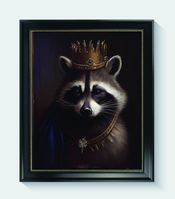 Racoon With Crown Poster Art Print Gothic Wall Decor Painting Artwork