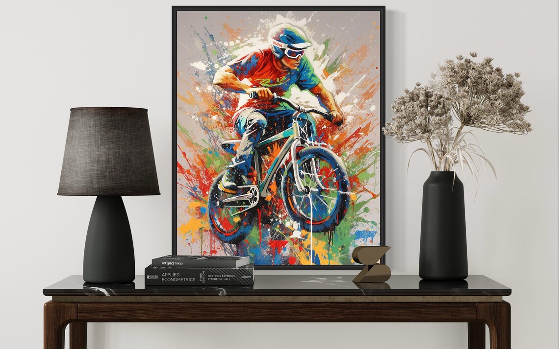 BMX Rider Airborne Jump Colorful Street Sport Action Art Poster - Image 2