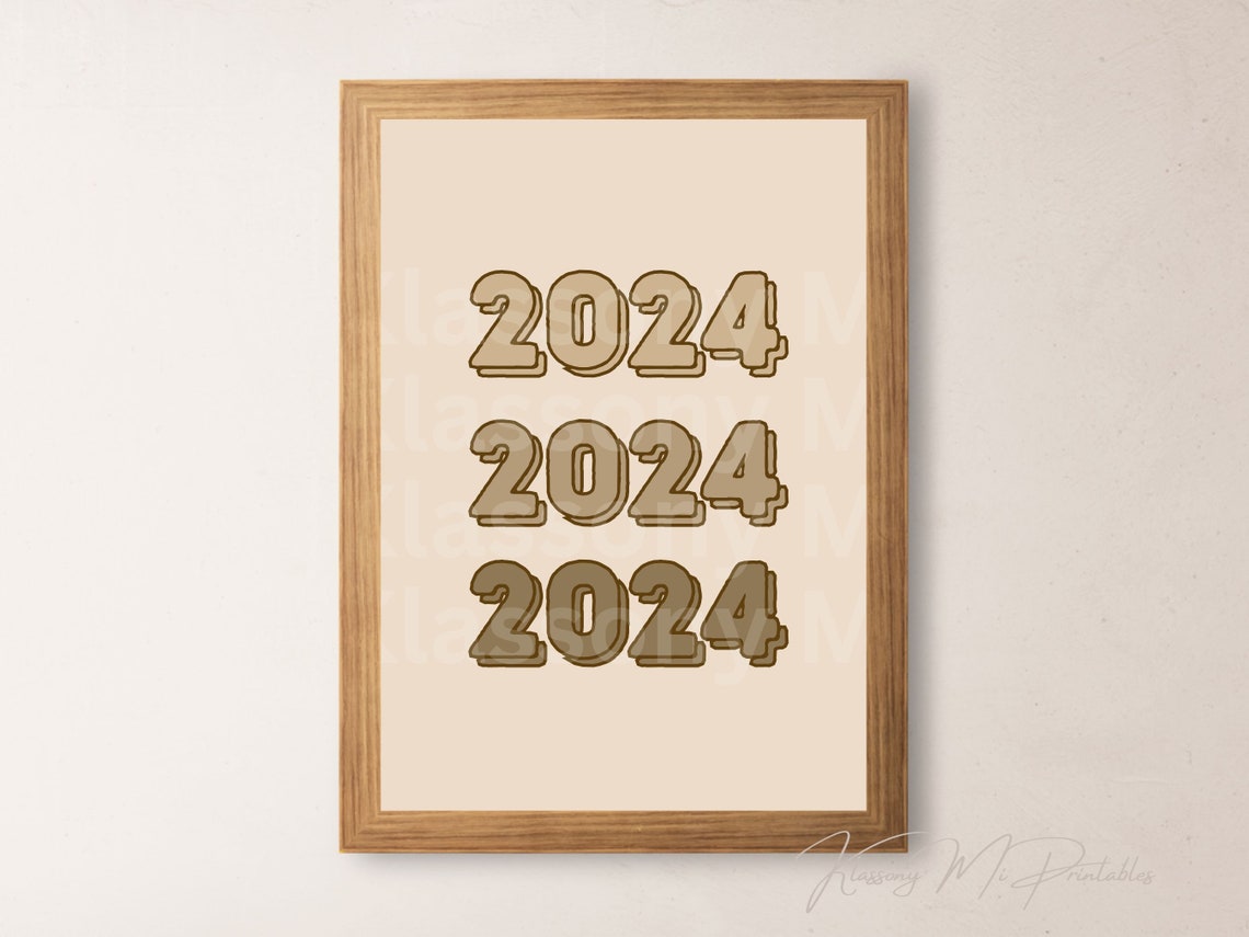 2024 Retro Repeated Year Bubble Typography New Year Party Wall Art - Image 2