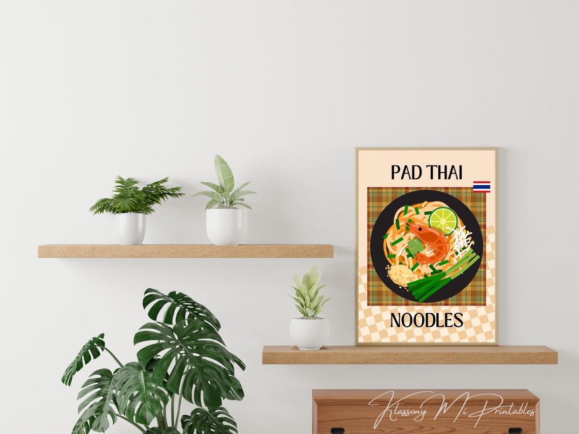 Pad Thai Noodles Shrimp Lime Thai Food Kitchen Wall Art Decor - Image 2