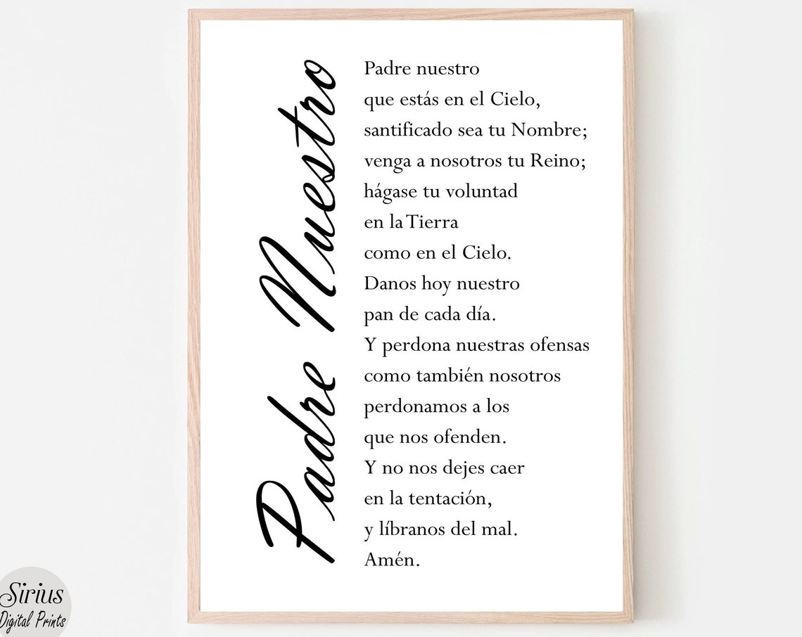 Padre Nuestro Lords Prayer In Spanish Scripture Quote Poster
