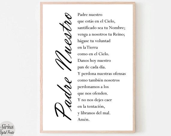 Padre Nuestro Lords Prayer In Spanish Scripture Quote Poster