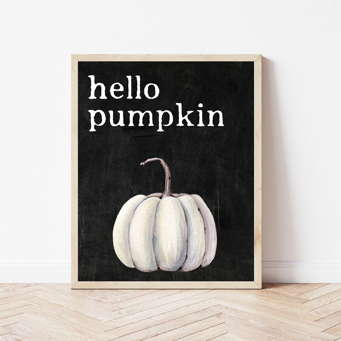 Hello Pumpkin Sign Farmhouse Halloween Art Print