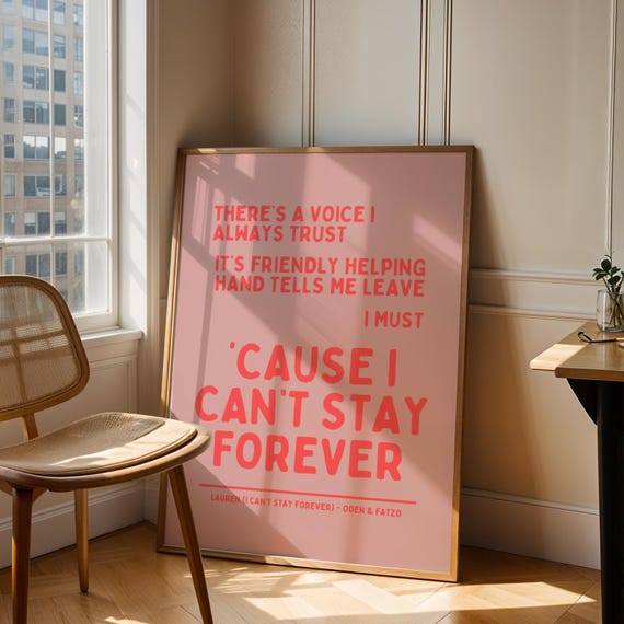 I Cant Stay Forever Red Wall Print Ibiza Colourful Funny Cute Birthday Christmas Gift Unique Leopard Cocktail