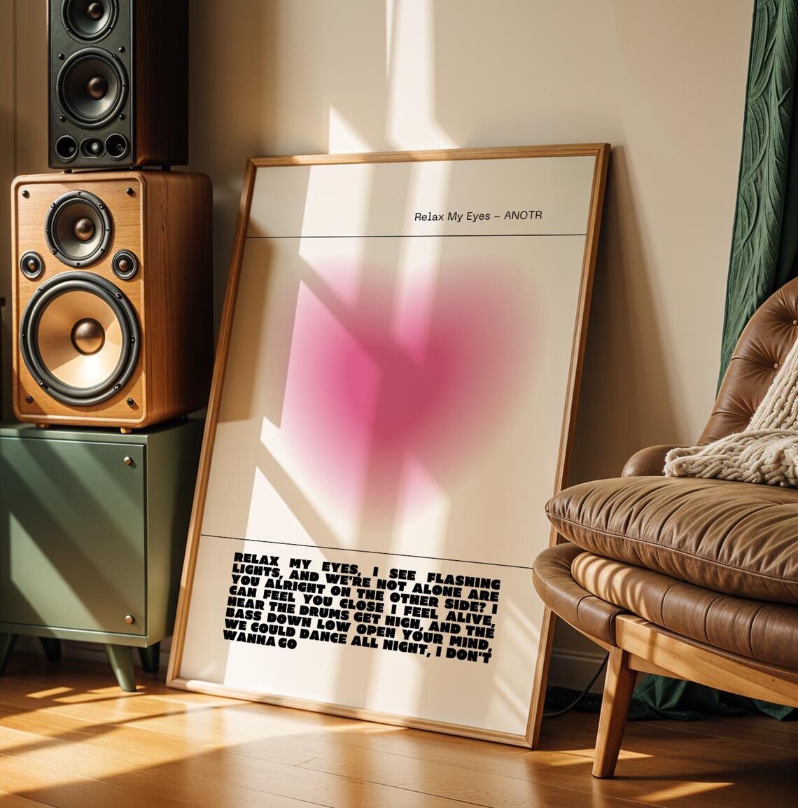 Relax My Eyes ANOTR Pink Heart Aura Gradient Song Lyrics Poster