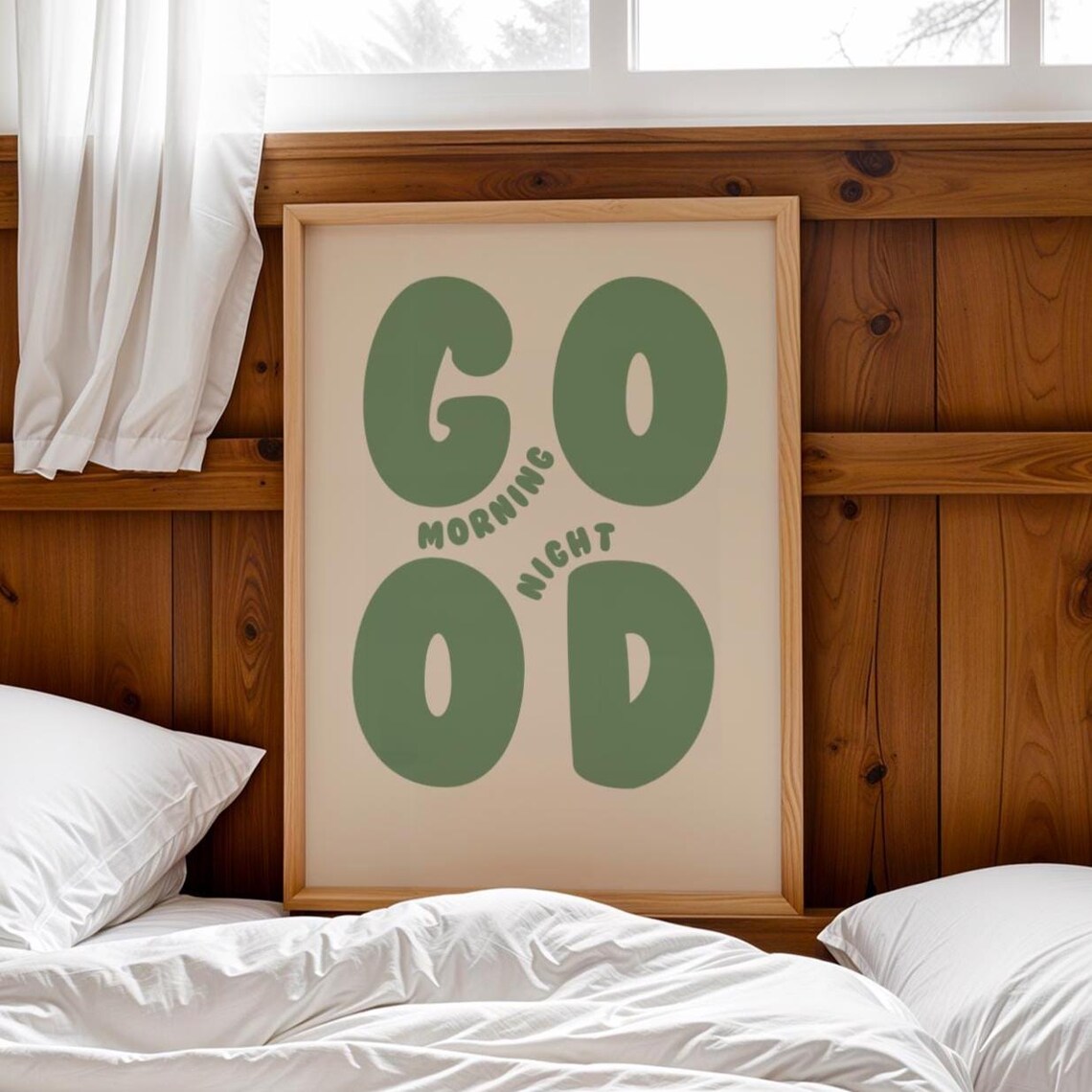 Good Morning Night Typographic Bedroom Art Print