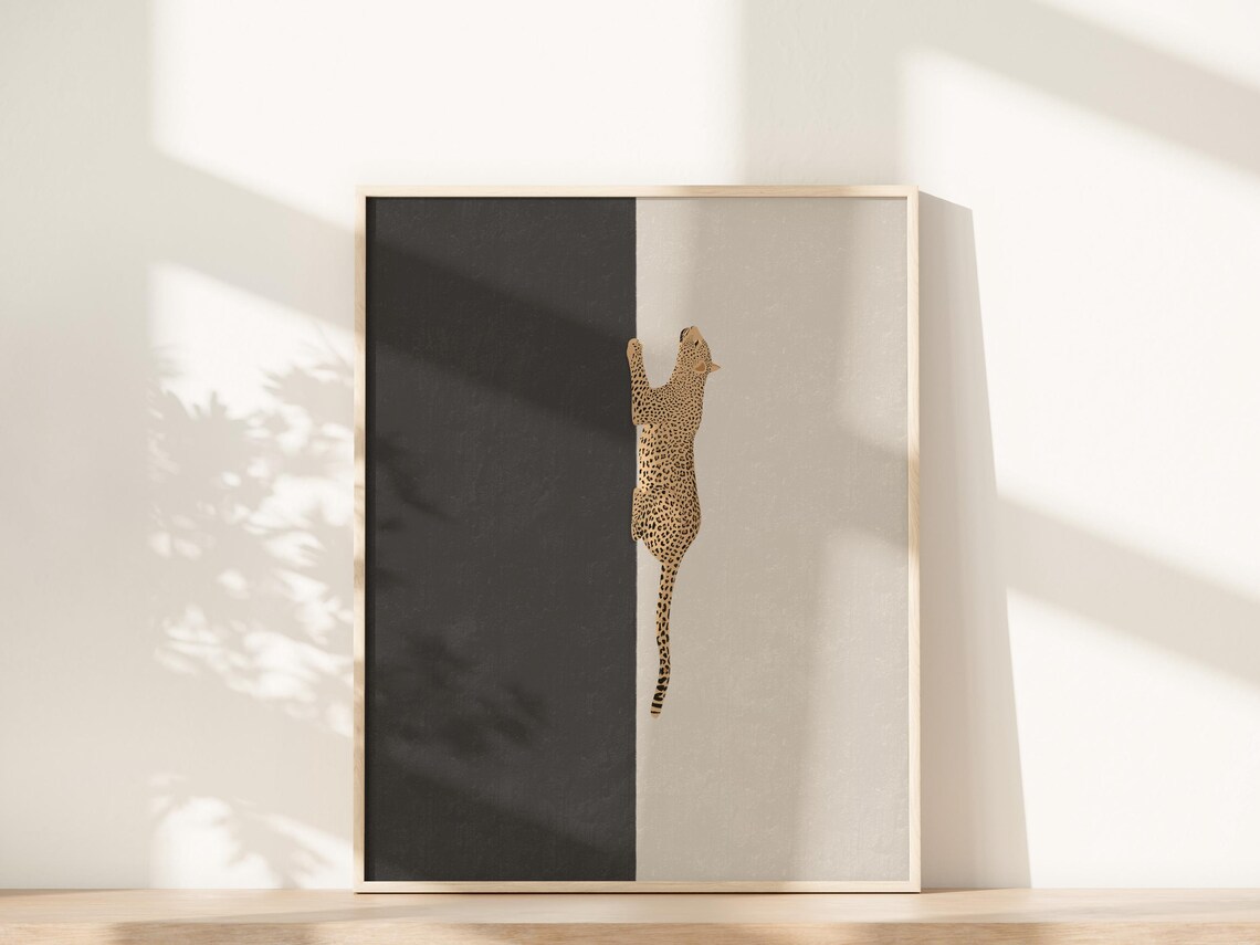 Cheetah Minimalist Art Print, Jungle Animal
