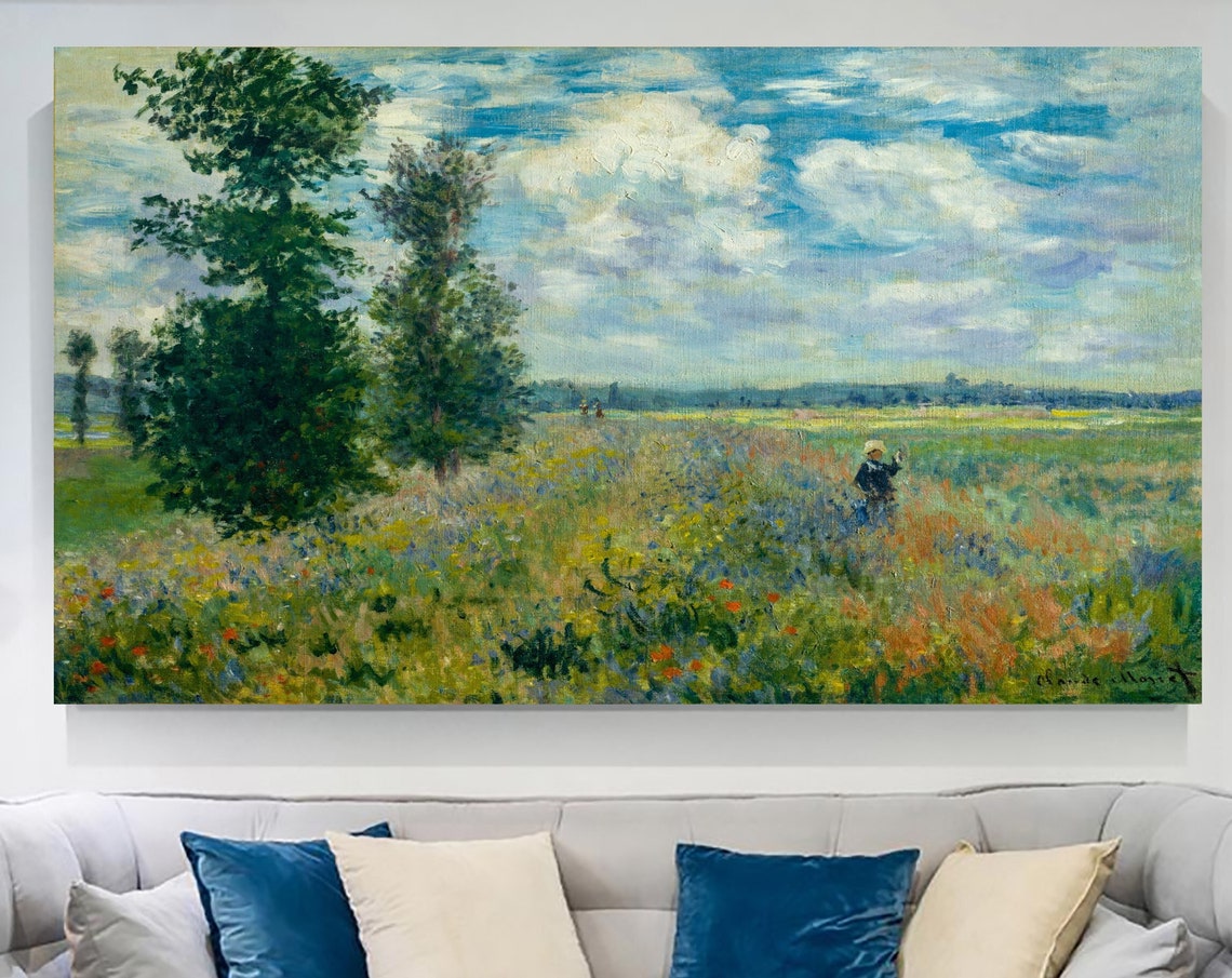 Monet Poppies Near Argenteuil Meadow Wildflowers Impressionist Poster