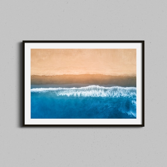 Aerial Ocean Wave Breaking Turquoise Beach Abstract Photo Art Poster