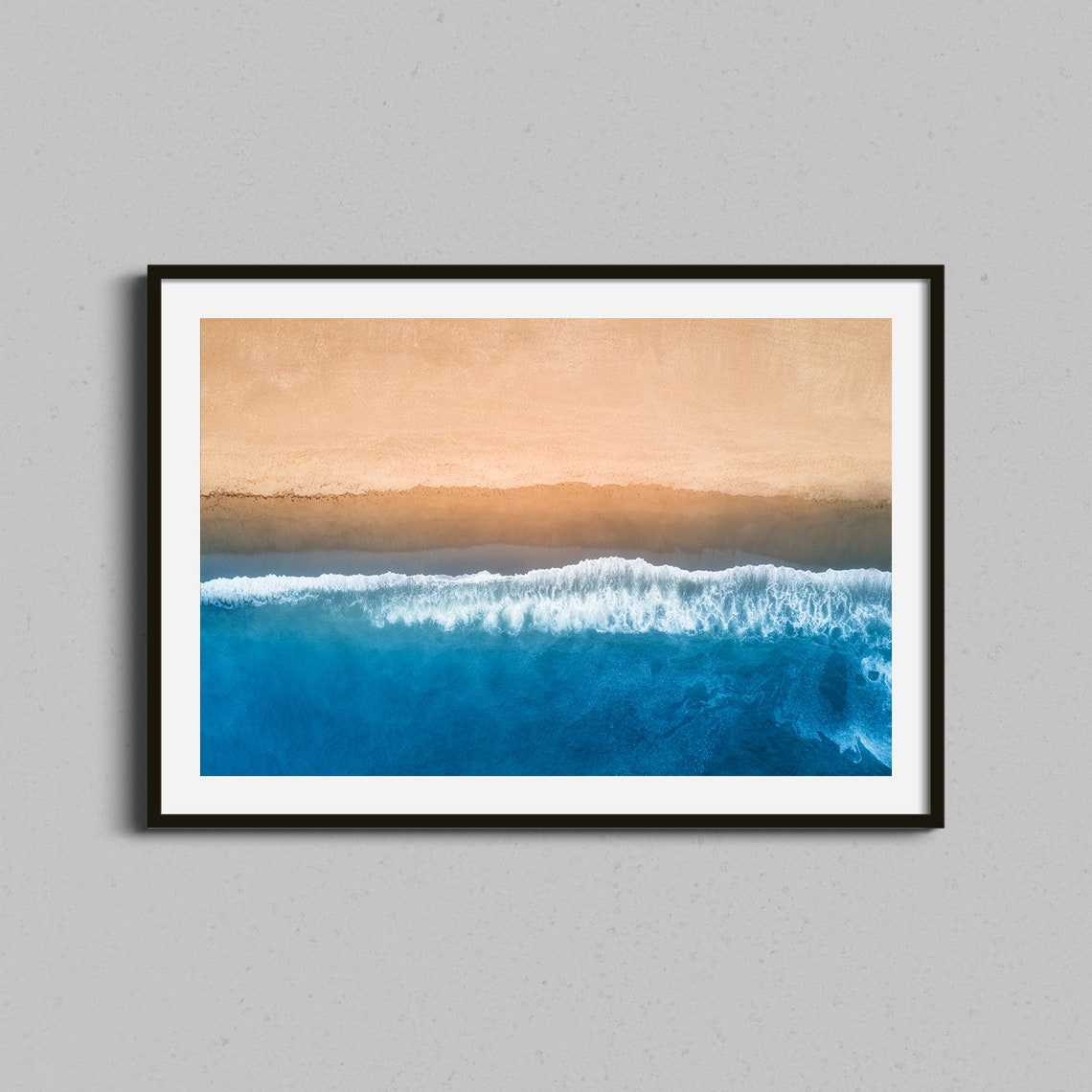 Aerial Ocean Wave Breaking Turquoise Beach Abstract Photo Art Poster