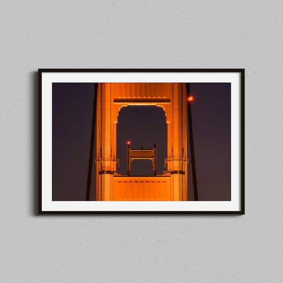Golden Gate Bridge Tower Night Glow San Francisco Landmark Photo Poster