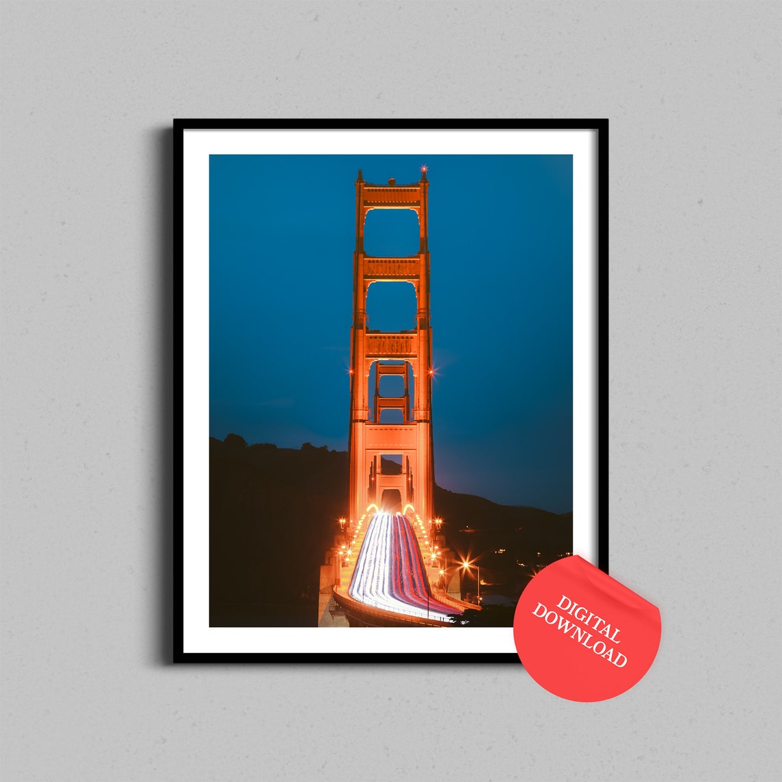 Golden Gate Bridge at Blue Hour Long Exposure Night Photography Poster