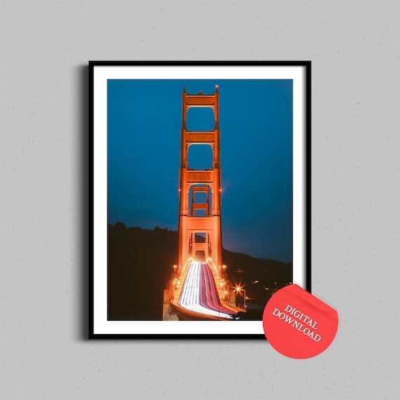 Golden Gate Bridge at Blue Hour Long Exposure Night Photography Poster