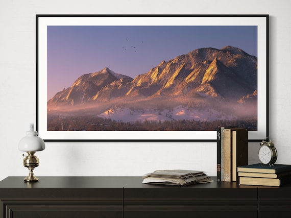 Boulder Colorado Flatirons Sunrise Panoramic Mountain Poster