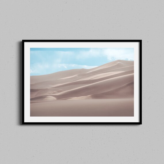 Desert Sand Dunes Ripples Minimalist Neutral Landscape Art Poster