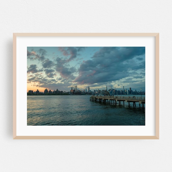 Brooklyn New York Sunset Pier Manhattan Skyline Photo Poster