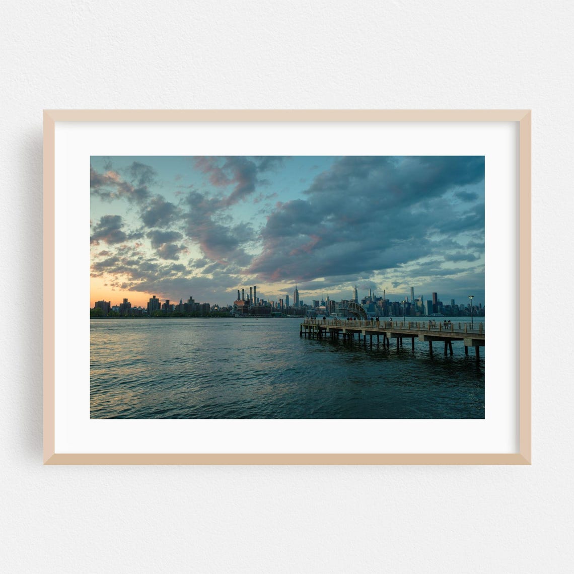 Brooklyn New York Sunset Pier Manhattan Skyline Photo Poster