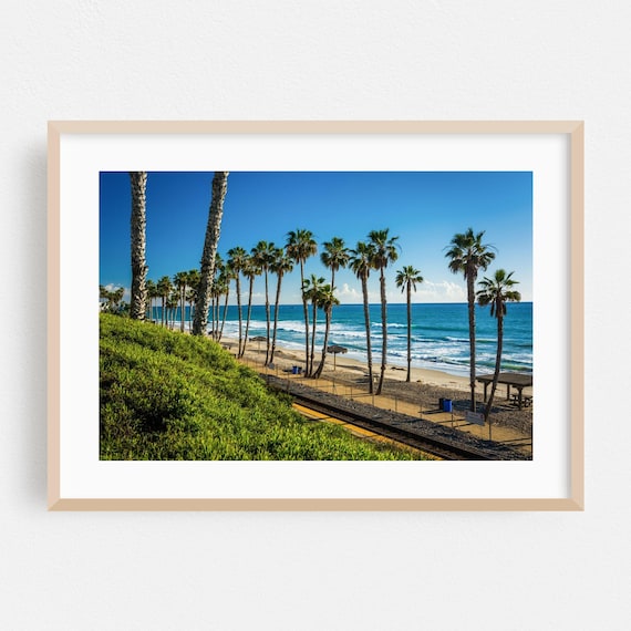 San Clemente Print Wall Art Beach Framed Coast Home Decor Palm Tree Poster Ocean Fine Tropical Scenic Landscape