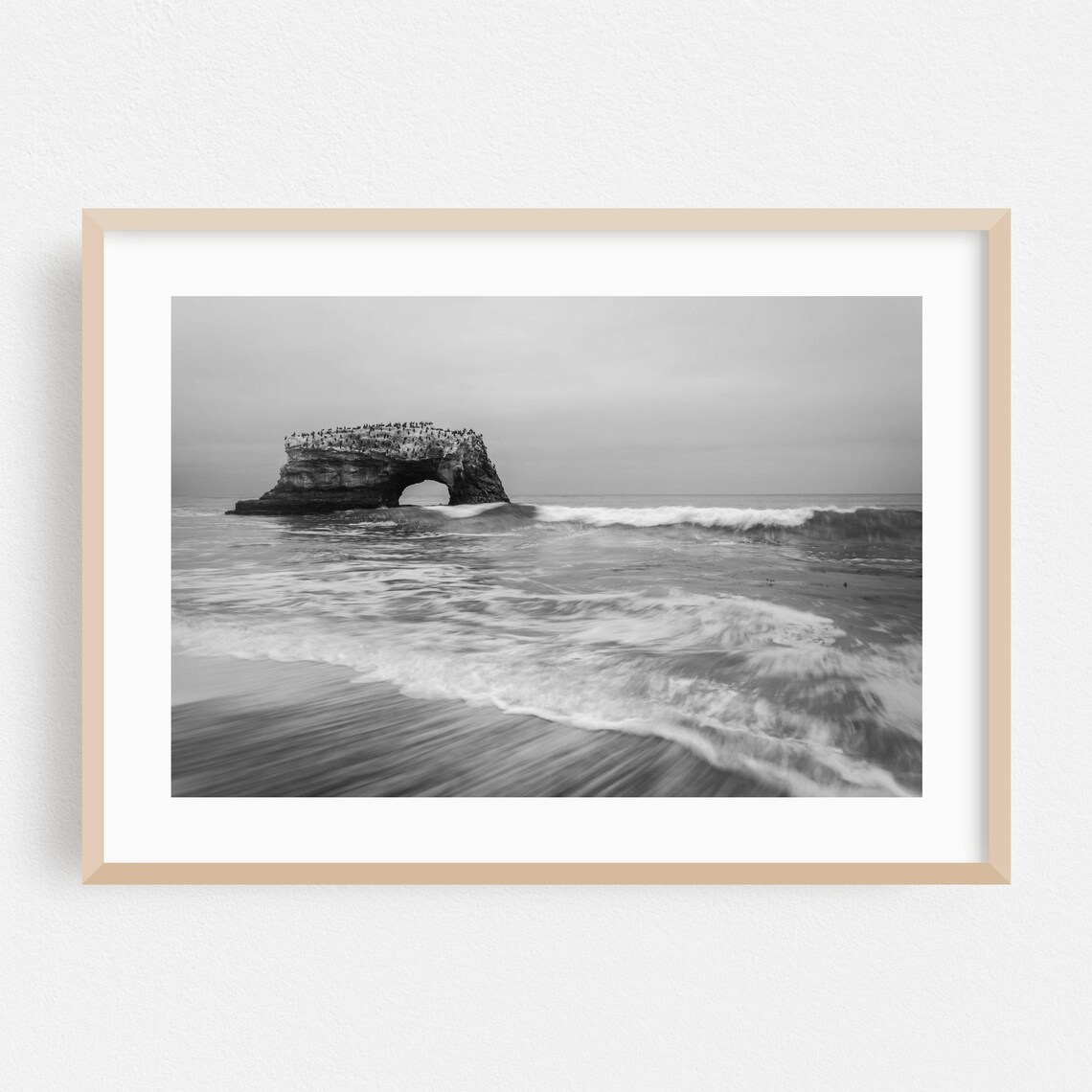 Santa Cruz Black And White Natural Rock Arch Ocean Photo Poster
