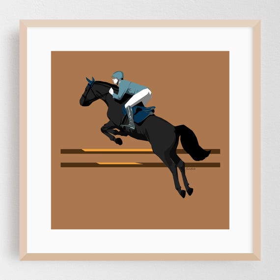 Horse Print Modern Wall Art Minimalist Framed Geometric Home Decor Illustration Poster Photography Fine Jumping