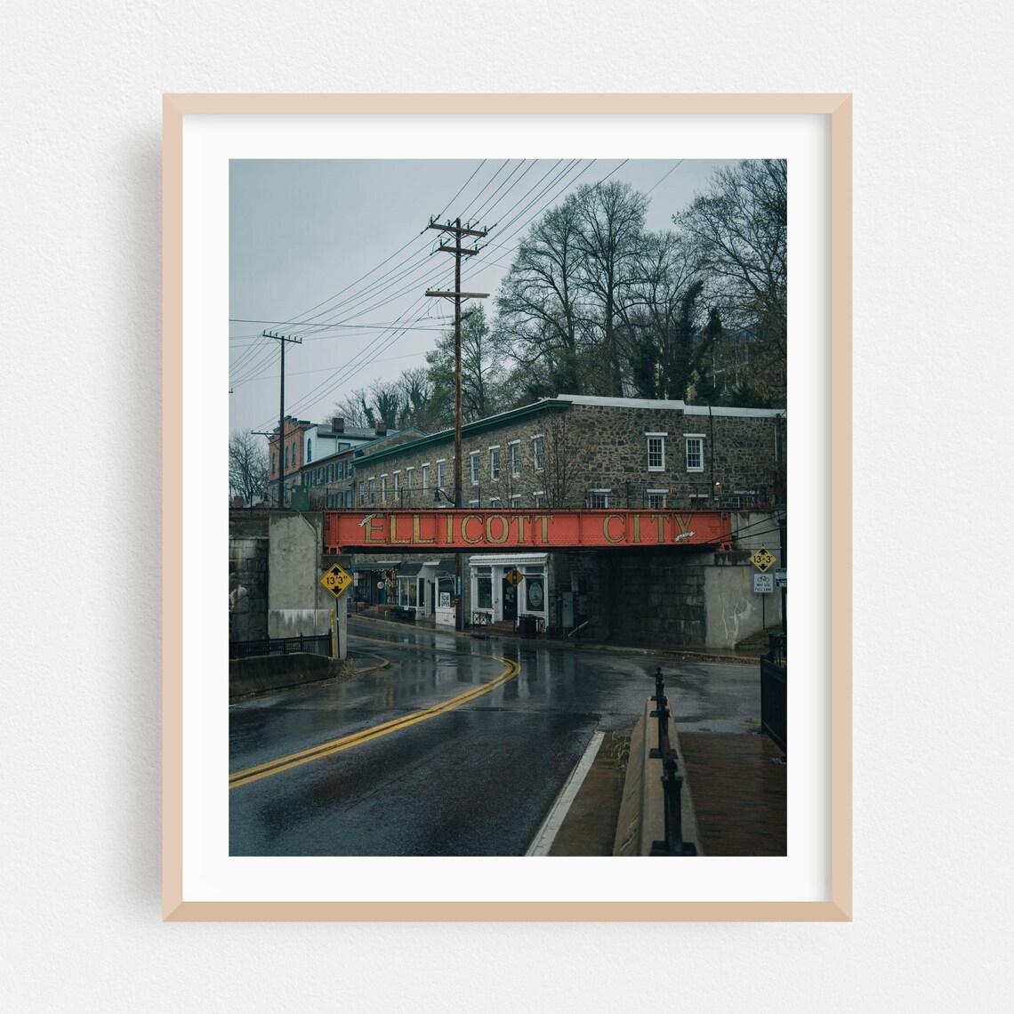 Ellicott City Vintage Travel Poster, Maryland Bridge