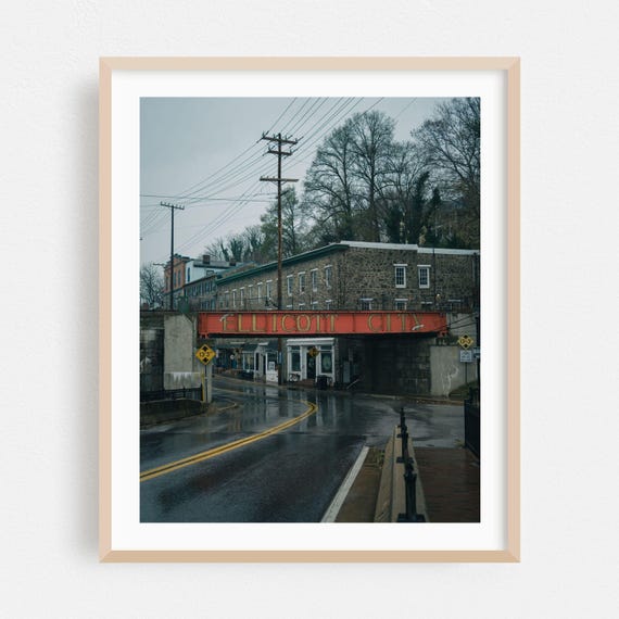 Ellicott City Vintage Travel Poster, Maryland Bridge