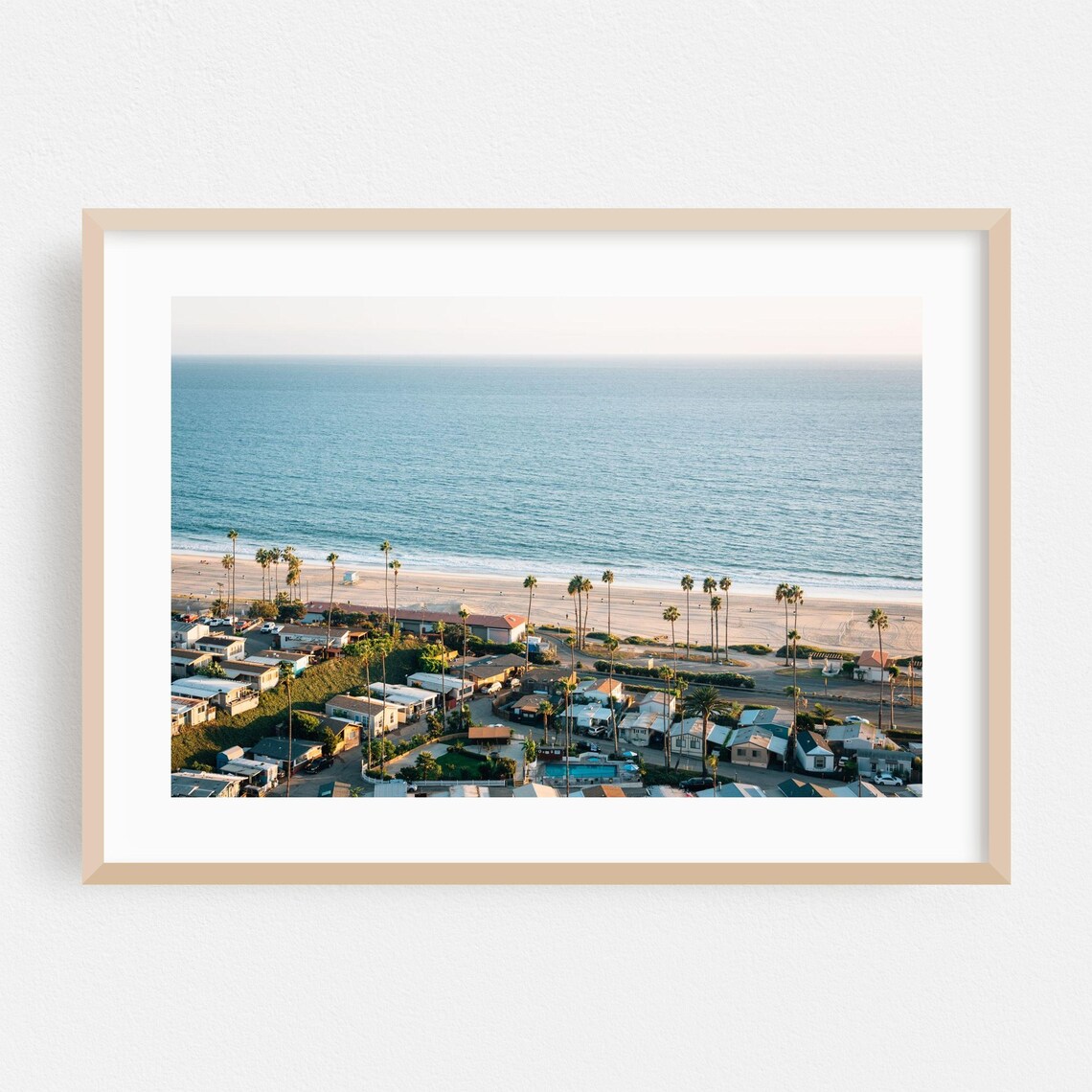 Aerial View of Los Angeles Beach with Palm Trees and Coastline Poster