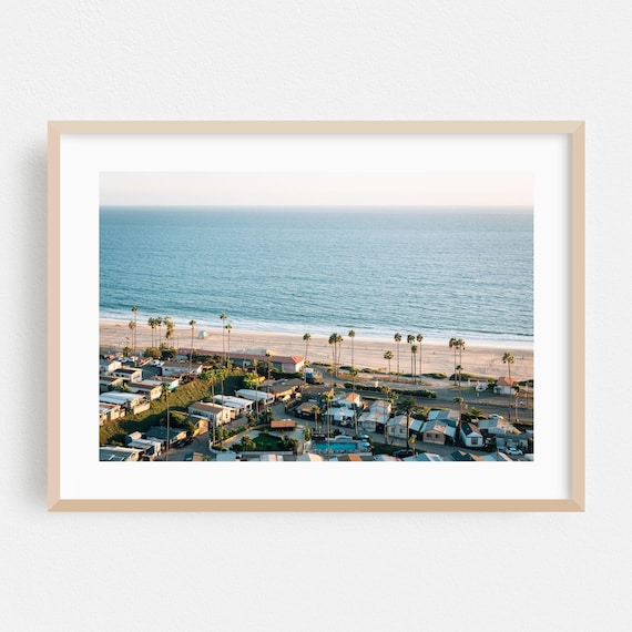 Aerial View of Los Angeles Beach with Palm Trees and Coastline Poster