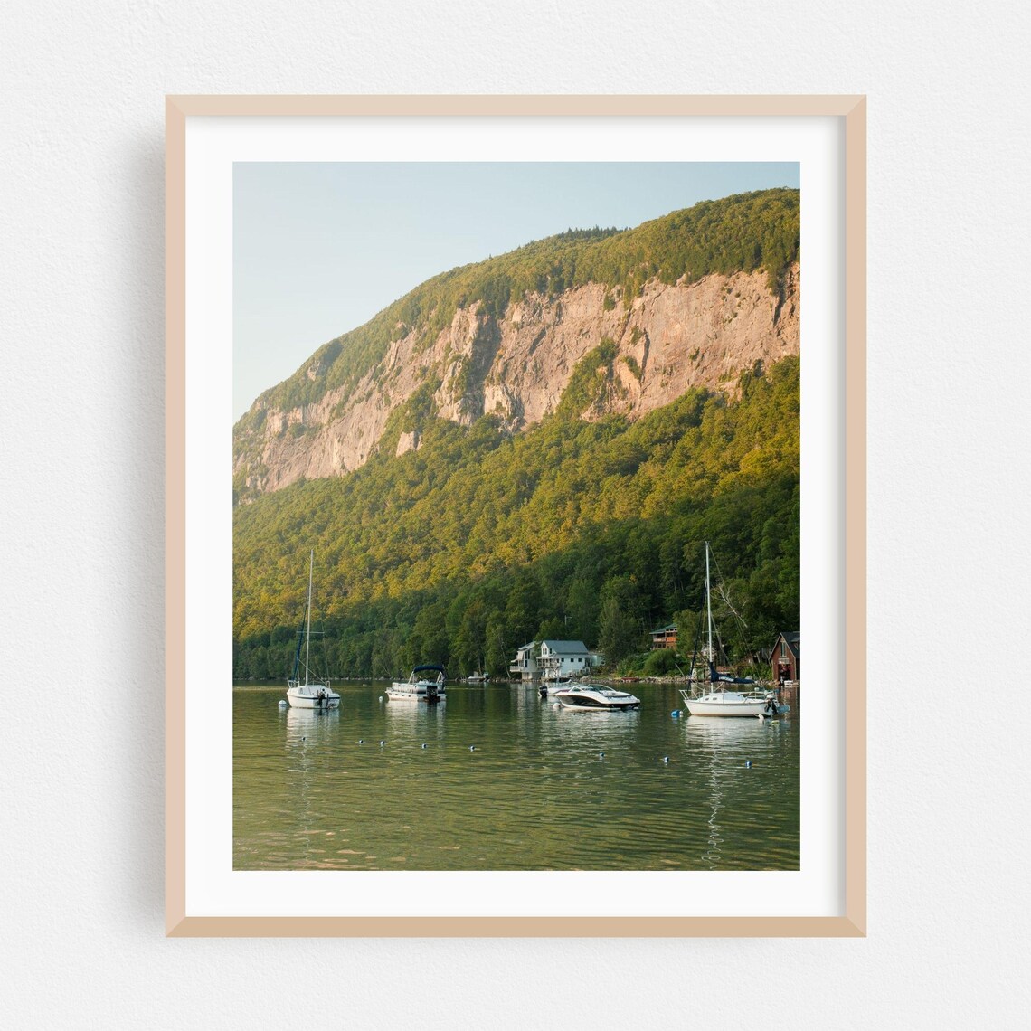 Westmore Vermont Sailboats Lake Mountain Cliff Photography Poster
