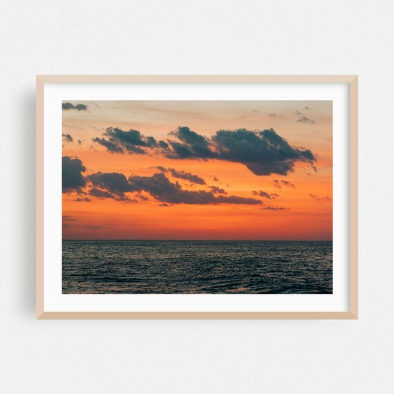 Montauk New York Ocean Sunset Dramatic Clouds Sky Photography Poster