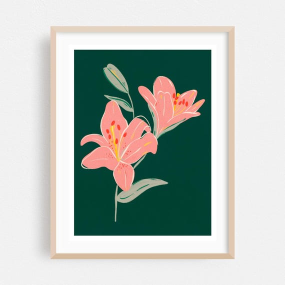 Floral Print Flowers Wall Art Botanical Framed Illustration Home Decor Nature Poster Pastel Fine Modern